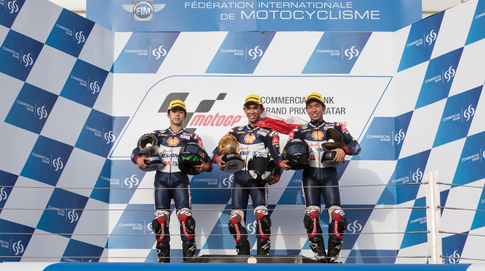 Podium Race 1 Round 2 Losail Shell Advance Asia Talent Cup 2016